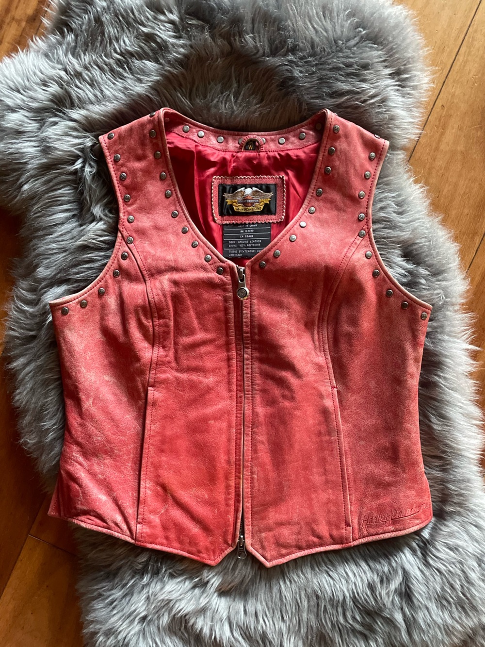 Vintage Harley Davidson Genuine Red Leather Vest